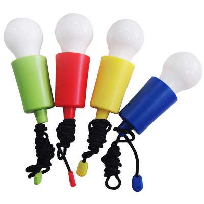 Battery Operated 1 Watt Bulb Shape Pull Light Retro Style LED Hanging Tent Light With Rope