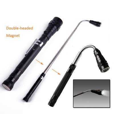 ninghai hengbo telescopic magnetic pick up finder tools, led torch flashlight with magnet on two heads